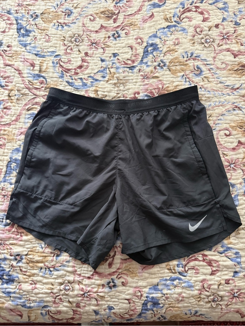 Nike Black Lightweight Running Shorts with Silver Swoosh